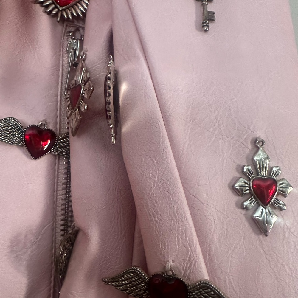 Dolls Kill Sugar Thrillz Cupids Arrow Embellished Faux Fur and Leather Moto Rare - Picture 8 of 11